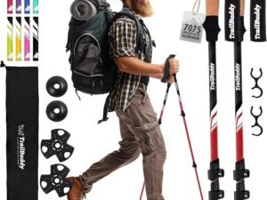 trailbuddy trekking poles review: lightweight 7075 aluminum hiking poles for men, women & seniors – collapsible walking sticks for hiking, travel & outdoor adventures